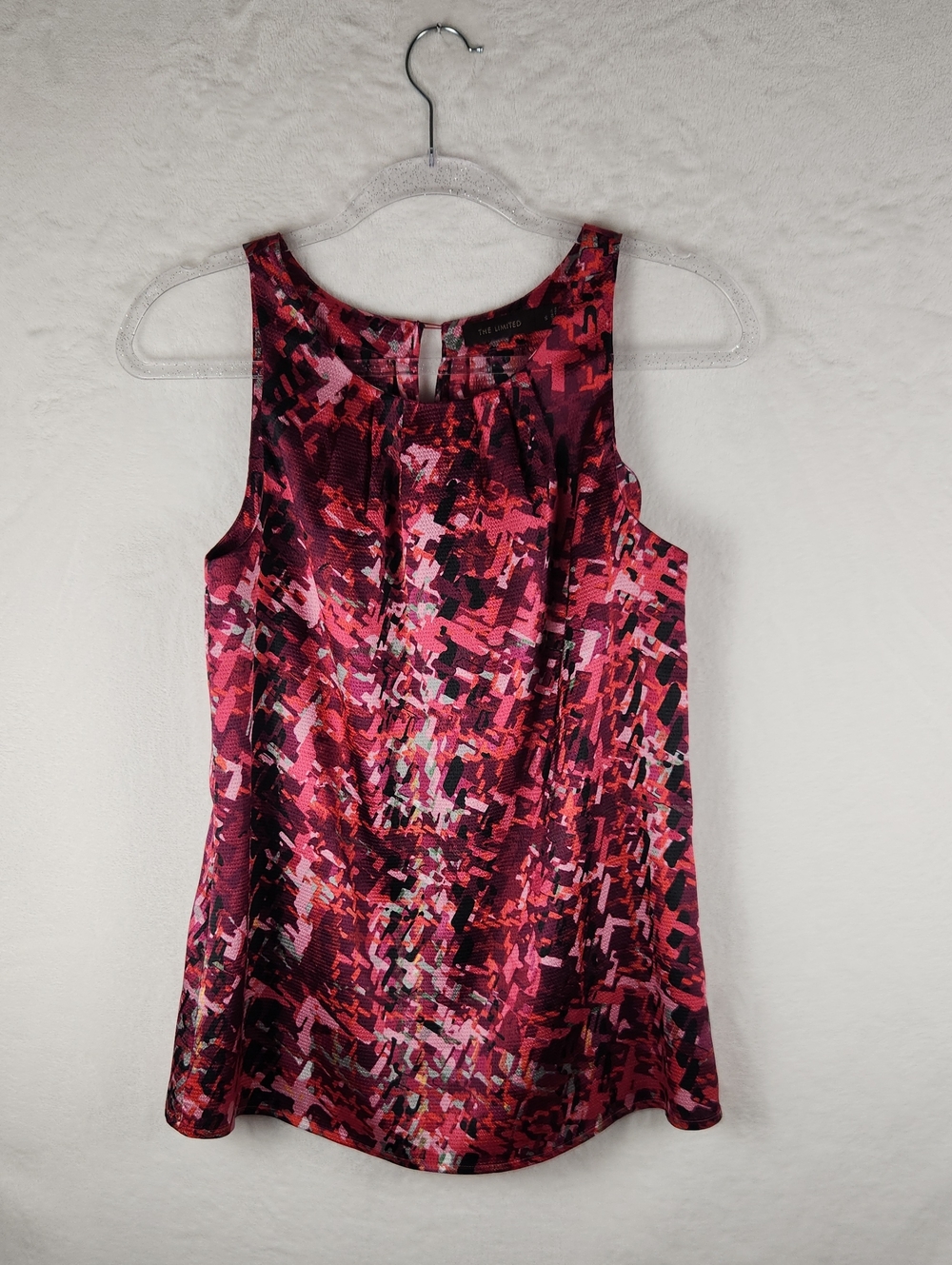 The Limited Pink Red Black Abstract Print Sleeveless Top Size Small